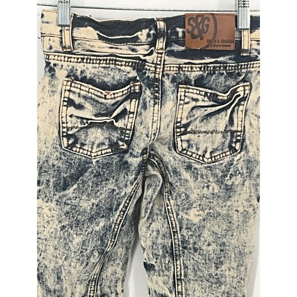 Smith & Graham Hustle Today Distressed Acid Wash Denim Cargo Jeans‎ Size 7 - Picture 7 of 9